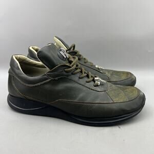 Mauri 8900 Crocodile Nappa Shoes Men Size 10.5 Green Comfort Lace Up Sneakers